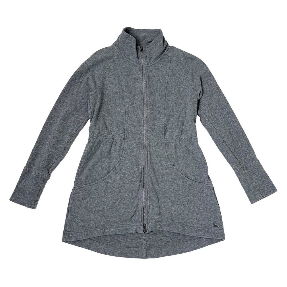 Eddie Bauer Zip Up Sweatshirt Jacket Womens S Gray Full Zip Tunic Cotton